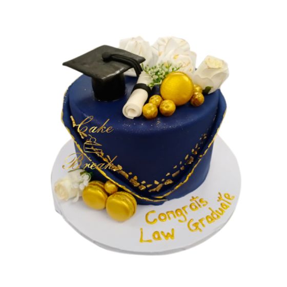 (Ic88) Eggfree Blue Graduation Cake - Cake Break