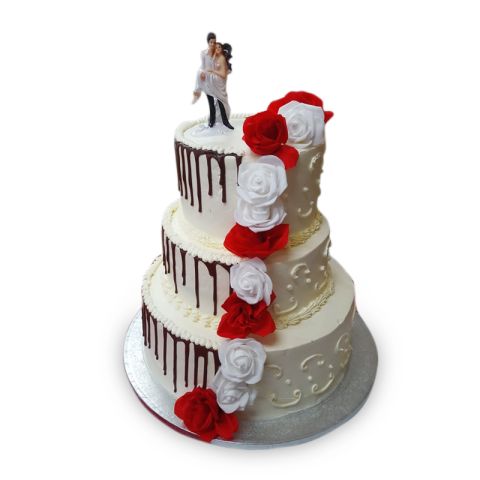 chocolate drip wedding cake