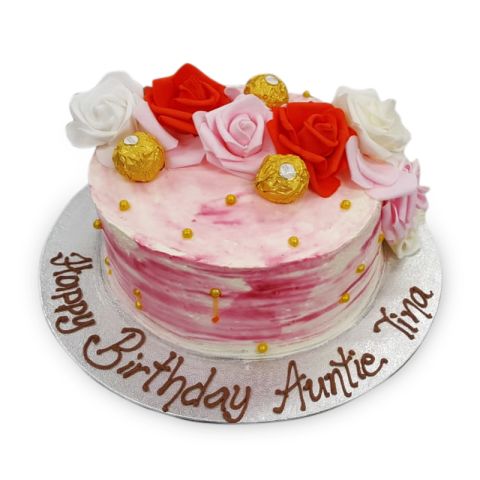 pink and white marble cake