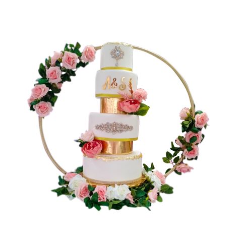Floral Hoop Flower Wedding Cake