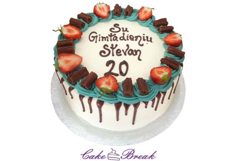(R218) Strawberry And Flake Blue Cream Cake