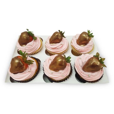 Gold Strawberry Cupcakes