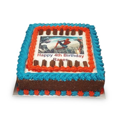 spiderman photo print cake