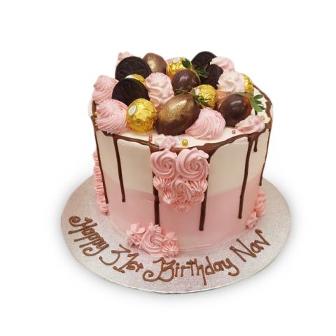 pink ombre drip cake