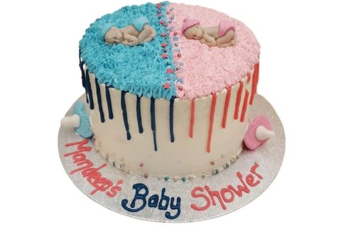 Fresh Cream Baby Shower Cake