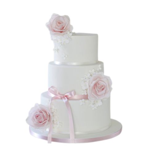 Pink Floral Wedding Cake