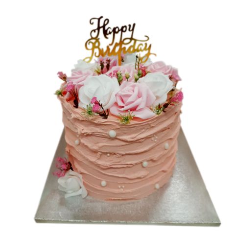 Pink Flower Buttercream Cake