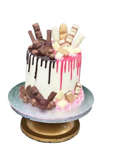 (DH35)Choc Pink Half & Half Cake