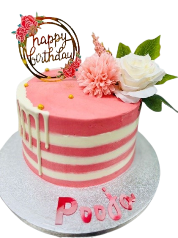 (DH40) Pink & White buttercream Cake