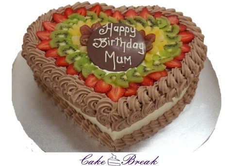 Mix Fruit Loaded Heart Cake