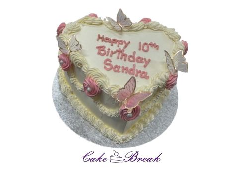 (H25)PINK WHITE BUTTERFLIES CAKE
