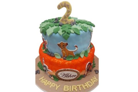 2 Tier Jungle Theme Cake