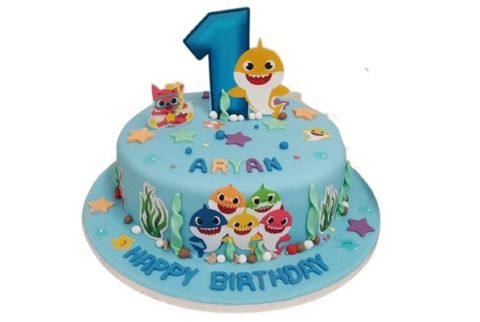 (Ic38) Baby Shark Fondant Cake