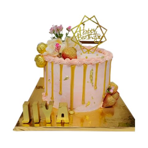 (Tall26) Peach Birthday Cake