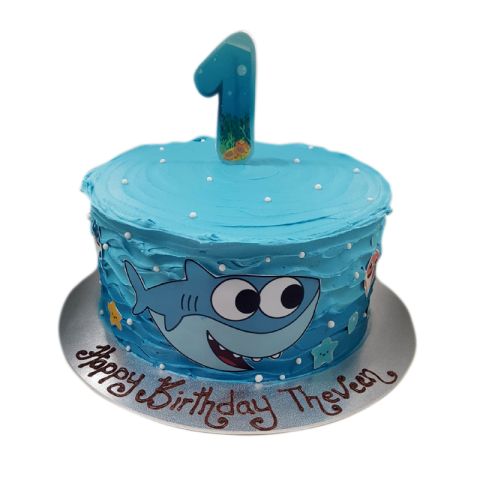 Blue Shark Themed Cake