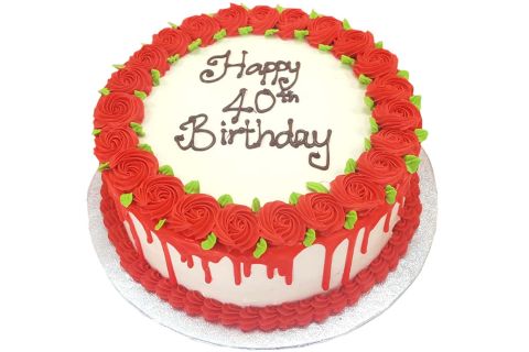 (R16) Red Cream Red Chocolate Drip Cake