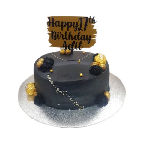 Black and Gold Cream Cake