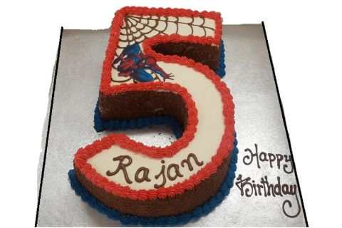 Number 5 Spiderman Cake