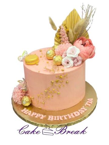 (R155) Peach and gold cake 
