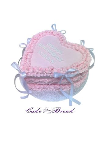 Pink & White bow Cake 