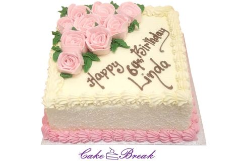 Pink Roses Birthday Cake