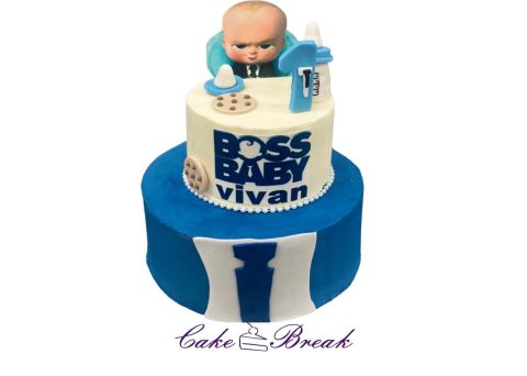 ( R161 ) Boss baby 2 tiered first birthday cake 