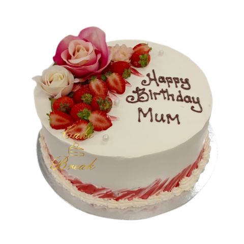 Red Brush Birthday Cake