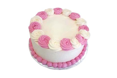 (R213) Pink And White Theme Cream Cake