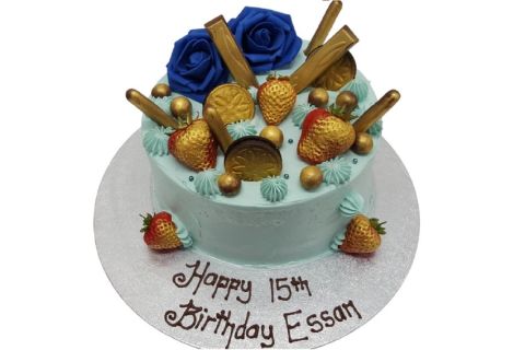 blue rose birthday cake