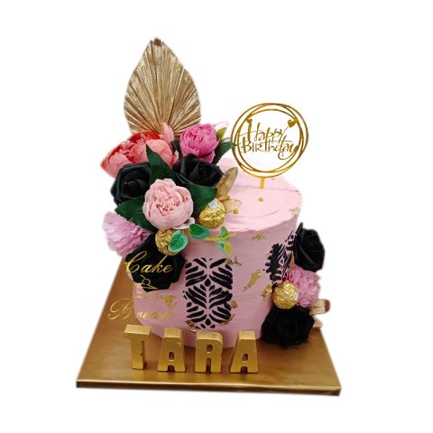 (Tall76) Pink and Black Cake