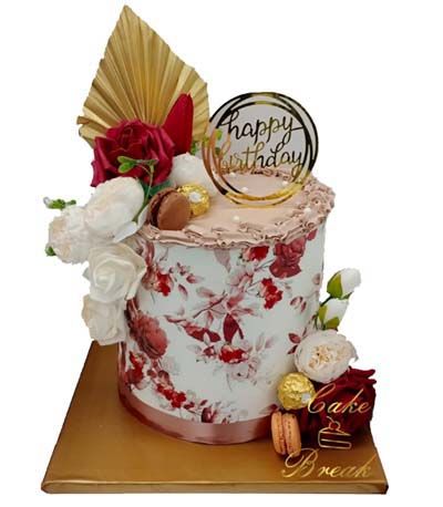 (Tall 91) Floral base tall elegant cake