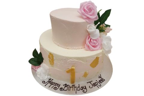 1st birthday 2 tier cake