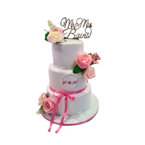 Three Tier Flower Wedding Cake