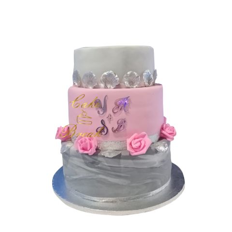 Grey and Pink Wedding Cake